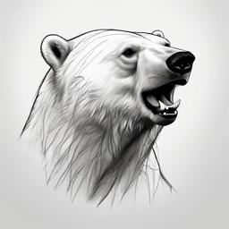 sketch of polar bear  minimal rough sketch scribbles,doodles,black and white