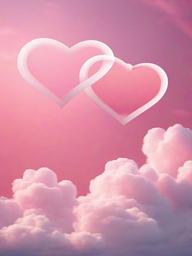 Valentines Day background - Pastel pink and white clouds forming heart shapes in the sky  