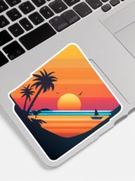 Sunset and Hammock Emoji Sticker - Unwinding in the evening glow, , sticker vector art, minimalist design