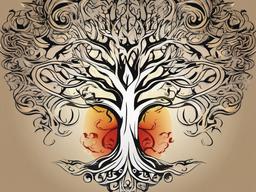 tree of good and evil tattoo  simple vector color tattoo