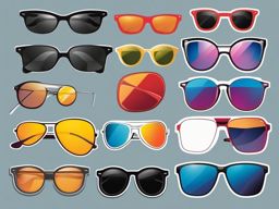 Sunglasses Collection Sticker - Various stylish sunglasses, ,vector color sticker art,minimal