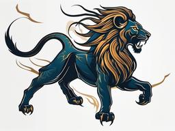 Scorpion Lion Tattoo - Combine the strength of a lion with the intensity of a scorpion in a dynamic and powerful tattoo.  simple vector color tattoo,minimal,white background