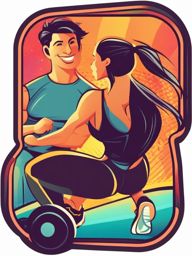 Fitness Fun sticker- Workout Buddy Joy, , color sticker vector art