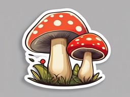 Cute Mushroom sticker- Forest Fungi Friends, , color sticker vector art