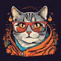 Funny Cat T-Shirt Art - Artwork for a t-shirt that captures the funny side of cats. , t shirt vector art