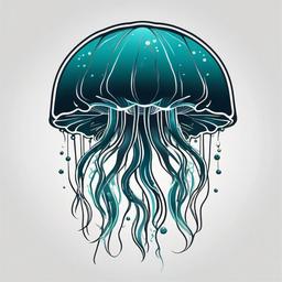 Jelly Fish Tattoo Simple - Underwater elegance in a simple design.  minimalist color tattoo, vector
