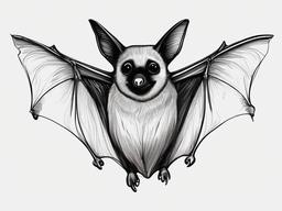 drawing of a Philippine fruit bat  minimal rough sketch scribbles,doodles,black and white