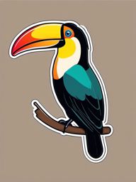 Toucan Sticker - Tropical bird charm, ,vector color sticker art,minimal