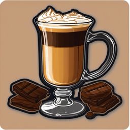 Irish Coffee Comfort sticker- Hot coffee, Irish whiskey, sugar, and cream, providing a warm and comforting beverage for cozy moments., , color sticker vector art