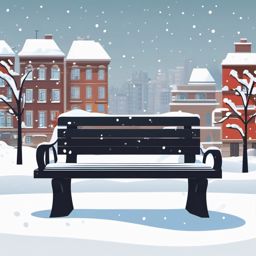 Snowy Bench clipart - Snow-covered park bench in a city, ,vector color clipart,minimal