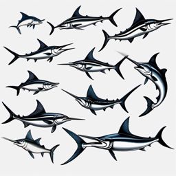 Marlin Tattoos,a collection of tattoos dedicated to the thrilling marlin, each telling a unique fishing tale. , tattoo design, white clean background