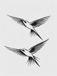 Bird Swallow Tattoo - Swallow in flight tattoo  minimalist tattoo design, white background