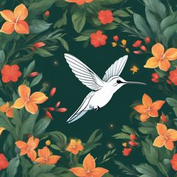 Hummingbird clipart - Tiny bird hovering in mid-air to feed on nectar, ,color clipart vector style