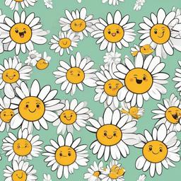 Daisy clipart - cartoon daisy with funny facial expressions  color,minimalist,vector clipart