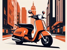 Scooter Clipart - A scooter zipping through city streets.  transport, color vector clipart, minimal style