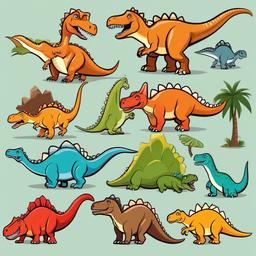 Animated Dinosaur Clipart,Dynamically animated dinosaurs  vector clipart