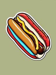 Hot Dog with Mustard Sticker - Relish in the classic combination of a hot dog with tangy mustard, , sticker vector art, minimalist design