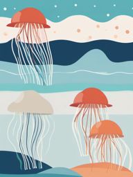 Jellyfish Clipart - Jellyfish drifting with the ocean currents , minimal, 2d