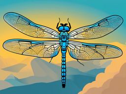 Blue Dasher Dragonfly Clip Art - A blue dasher dragonfly in flight,  color vector clipart, minimal style