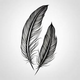 Feminine Feather Tattoo - Feather tattoo designed with a feminine and delicate aesthetic.  simple vector tattoo,minimalist,white background