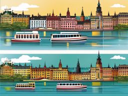 Stockholm clipart - Stockholm Palace and city islands, ,color clipart vector style