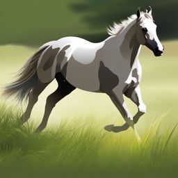 Colt clipart - Energetic colt running in the pasture, ,vector color clipart,minimal