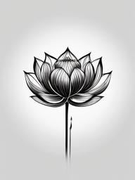 Japanese Black Lotus Tattoo - Black ink Japanese lotus flower tattoo.  simple color tattoo,white background,minimal