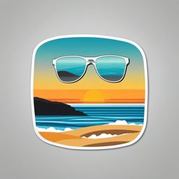 Sunglasses and Ocean View Sticker - Sunglasses with a view of the ocean, ,vector color sticker art,minimal