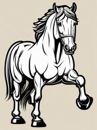 Belgian Horse cartoon - massive, muscular draft horse  cartoon sticker style