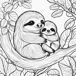 sloths cute animals coloring page 