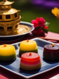 vietnamese che ba mau, three-color dessert, indulged at a lantern-lit lantern festival. 