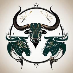 taurus and libra combined tattoo  simple vector color tattoo