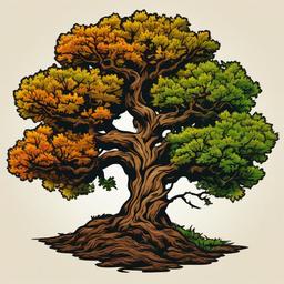 oak tree tattoo  simple vector color tattoo