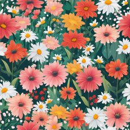 Blooming Garden clipart - A garden bursting with blooms, ,vector color clipart,minimal