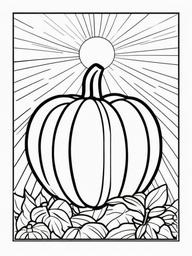 Pumpkin with Sun Rays Coloring Pages - Sunlight Shining on a Pumpkin  minimal black outline printable sheet, coloring page