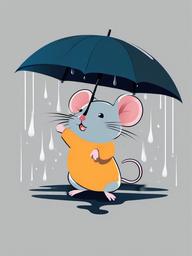 Mice clipart - mouse dancing in the rain with an umbrella  color,minimalist,vector clipart