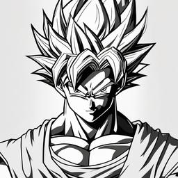 drawing of Goku anime  minimal rough sketch scribbles,doodles,black and white