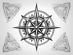 Compass Rose Tattoo Design - Detailed design of a compass rose.  simple vector tattoo,minimalist,white background