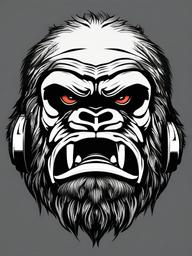 Angry Gorilla Tattoo-Bold and dynamic tattoo featuring an angry gorilla, capturing themes of strength and wildlife.  simple color vector tattoo