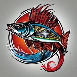 Crank Bait Tattoo-Bold and dynamic tattoo featuring a crankbait, perfect for those who enjoy fishing with artificial lures.  simple color vector tattoo