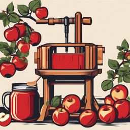 Cider Press clipart - Pressing fresh apples for cider, ,vector color clipart,minimal