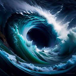 charybdis, the whirling whirlpool, creating a chaotic maelstrom in a treacherous sea passage. 