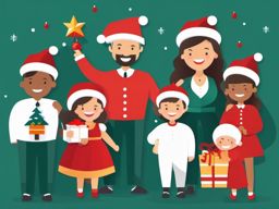 Free Merry Christmas celebration with family clipart  simple, 2d flat