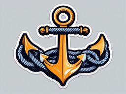 Anchor and Rope Sticker - Nautical anchor with a rope, ,vector color sticker art,minimal