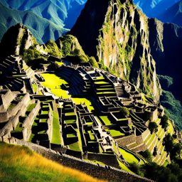 incan stone citadels, with precise masonry, crown the peaks of machu picchu, peru. 