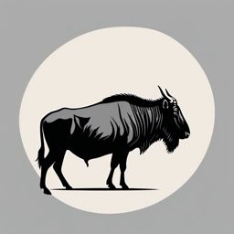 Wildebeest clipart - Large herbivore known for migration, ,vector color clipart,minimal