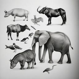 pencil drawings of animals  minimal rough sketch scribbles,doodles,black and white