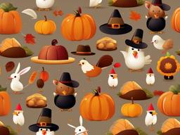 Thanksgiving Wallpaper-A playful Thanksgiving design, featuring cute animal characters dressed in Thanksgiving costumes.  aesthetic background wallpaper