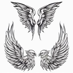 Wing Tattoo - A pair of angelic wing tattoos ready to soar  few color tattoo design, simple line art, design clean white background