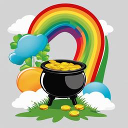 St. Patrick's clipart - rainbow leading to a pot of gold  clipart